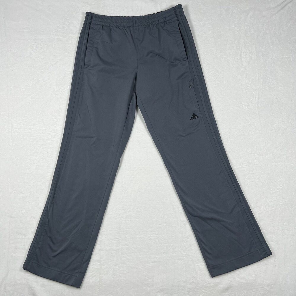 Adidas Men's Athletic Track Pants Size Medium Gray Zip Pocket Joggers 3-Stripe